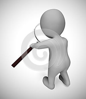 Using magnifier to inspect means looking into and reviewing - 3d illustration photo