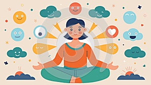 Using mantras or positive affirmations to combat negative thought patterns and ease anxiety.. Vector illustration. photo