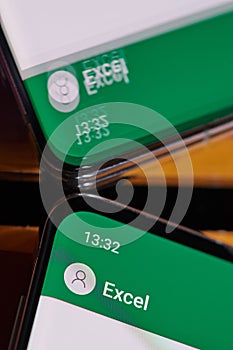 Using microsoft excel  application on smartphone