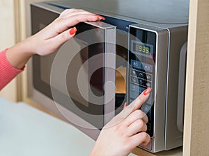 Using microwave oven photo