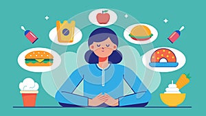 Using selfdiscipline and mindfulness when dealing with food cravings making conscious and deliberate choices.. Vector photo