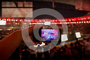 Using smartphone on a big sport stadium