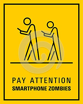 Using smartphone while walking sign vector illustration