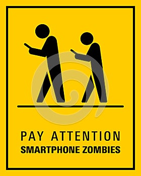 Using smartphone while walking sign vector illustration