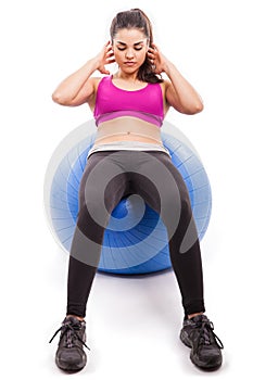 Using a stability ball for crunches
