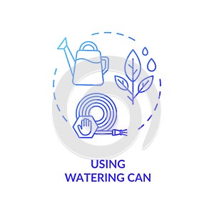 Using watering can blue concept icon