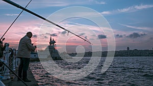 Uskudar at Sunset, Uskudar Landscape - Istanbul , Turkey Ã¢â¬â Bosphorus - Fisher man / fisher photo