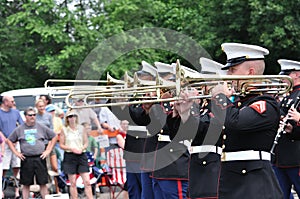 USMC Marine Forces Reserve Band Playing Trombones