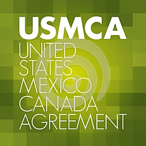 USMCA - United States Mexico Canada Agreement acronym, concept background