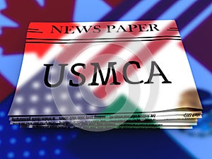 USMCA United States Mexico Canada Agreement Treaty - 3d Illustration