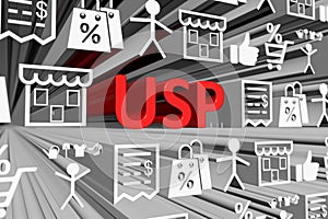 USP concept blurred background 3d