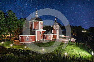 Uspenskaya church at starlight night in Suzdal