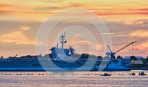 USS Roosevelt at Sunset