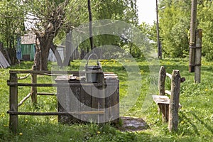 Ussian outbacks. An abandoned village in central Russia. Well with water.