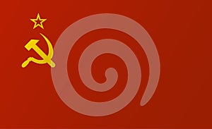 USSR Red soviet union flag with yellow hammer and sickle, vector  illustration photo