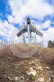 USSR warplane MIG-17. Monument in Rzhev, Russia. photo