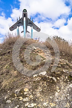 USSR warplane MIG-17. Monument in Rzhev, Russia. photo