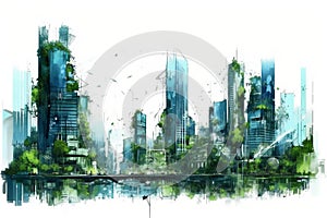 ustainable City Sketch A Vision for Eco-Friendly Urban Living. Generative Ai