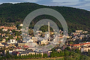 Usti nad labem city center panorama aerial view cityscape - chemical factory districts, Strekov, Predlice