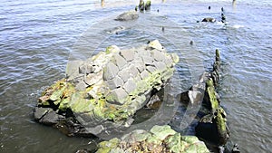 Ustka, Baltic Sea, Poland, seaport with old stones and walls