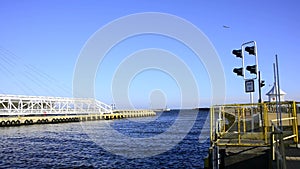 Ustka, Poland, seaport, panoramic panning