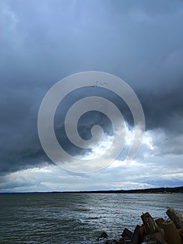 Ustka port. Baltic sea, storm. photo