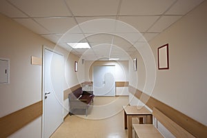 Usual corridor with white doors photo