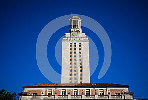 UT Tower Clock Tower Landmark of Austin Texas University Blue Sky Background