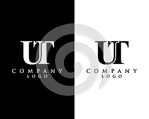 UT, TU letter logo design with black and white color that can be used for creative business and company