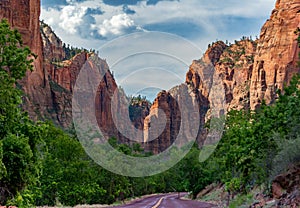 UTA, USA - Canyon Road in Zion National Park