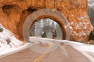 Utah Highway 12 Tunnel Through Red Canyon Winter Snow