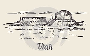 Utah skyline hand drawn. Utah sketch style vector illustration photo