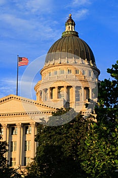 Utah State Capitol with warm evening light, Salt Lake City