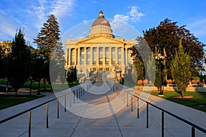 Utah State Capitol with warm evening light, Salt Lake City