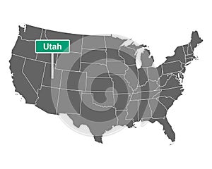 Utah state limit sign and map of USA