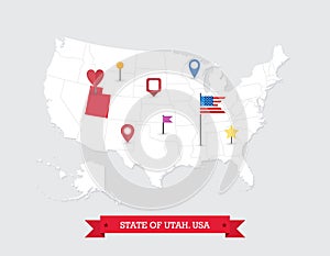 Utah State map highlighted on USA map