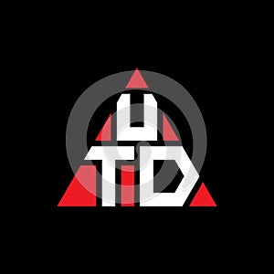 UTD triangle letter logo design with triangle shape. UTD triangle logo design monogram. UTD triangle vector logo template with red