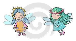 Ute cartoon fairy. Elves princesses with wings. little girl