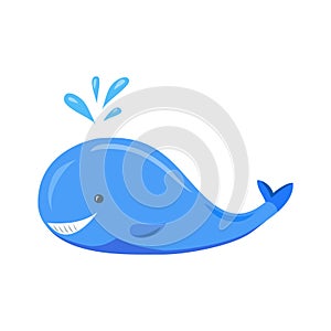 Ñute cartoon whale with a splashing fountain