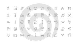 Utencils ideas, linear icons, line signs set, vector collection