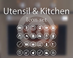 Utensil and kitchen icon set