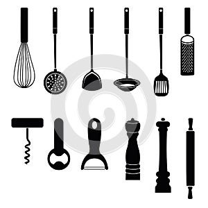 Utensil Kitchen tool silhouette collection