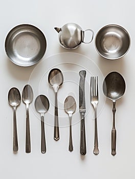Utensils of kitchen like folk cup plate and spoon etc