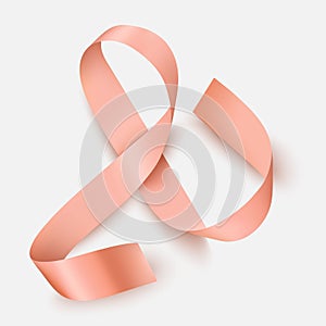 Uterine Cancer Awareness Calligraphy Poster Design. Realistic Peach Ribbon. September is Cancer Awareness Month. Vector.