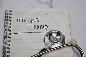 Uterine Fibroid on top view yellow table. Healthcare/medical concept photo