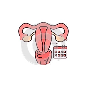 Uterine myoma color line icon. Gynecology problem