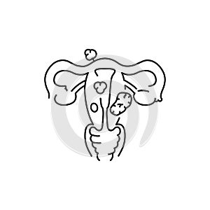 Uterine myoma color line icon. Gynecology problem