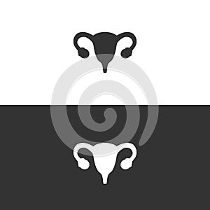 Uterus human icon on black and white background