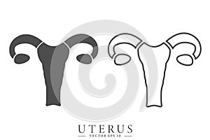 Uterus Icon. Female reproductive system. Vector illustration isolated on white background.