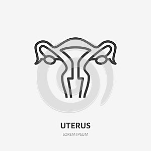 Uterus line icon, vector pictogram of female organ. Womb illustration, sign for gynecology clinic photo